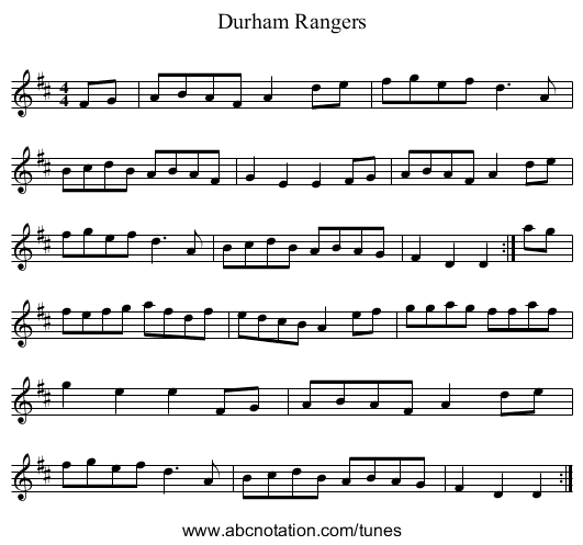 Durham Rangers - staff notation