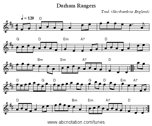 Durham Rangers - staff notation