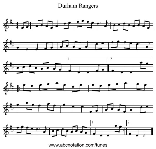 Durham Rangers - staff notation