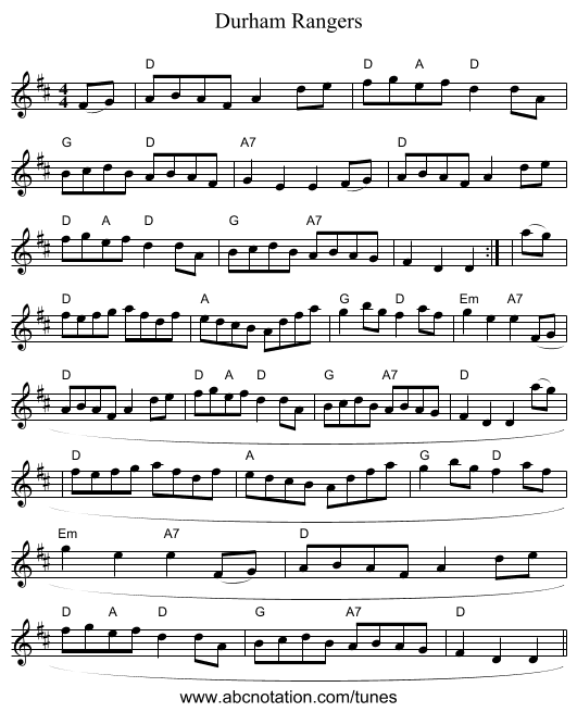 Durham Rangers - staff notation