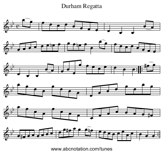 Durham Regatta - staff notation