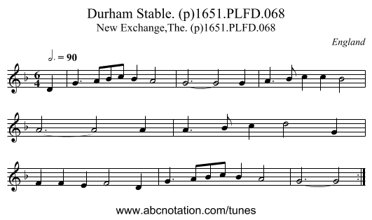 Durham Stable. (p)1651.PLFD.068 - staff notation