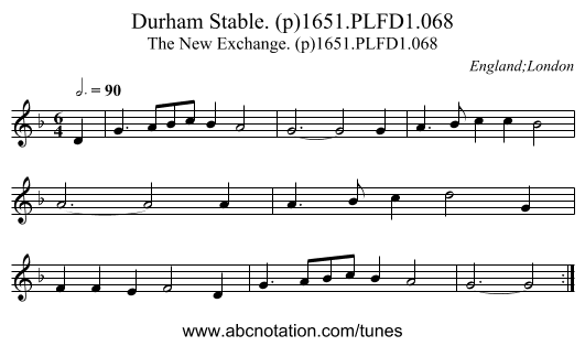 Durham Stable. (p)1651.PLFD1.068 - staff notation