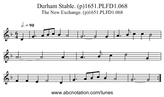 Durham Stable. (p)1651.PLFD1.068 - staff notation
