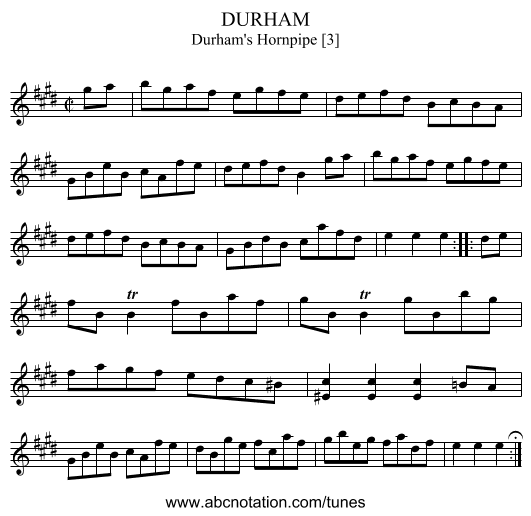 DURHAM - staff notation