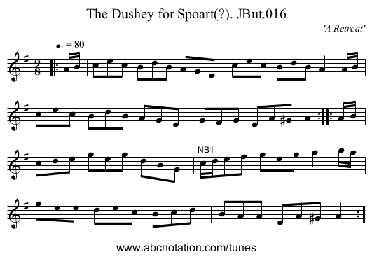 Dushey for Spoart(?). JBut.016, The - staff notation