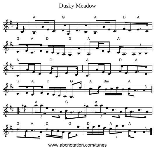 Dusky Meadow - staff notation