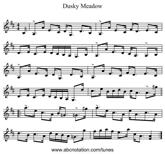 Dusky Meadow - staff notation