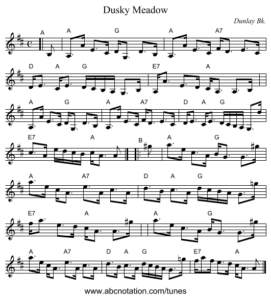 Dusky Meadow - staff notation
