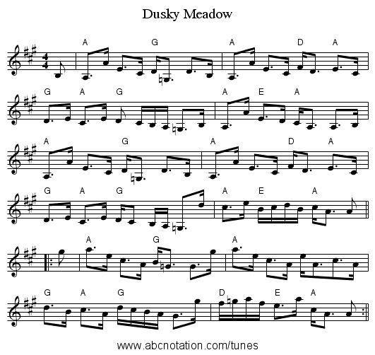 Dusky Meadow - staff notation