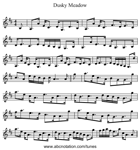 Dusky Meadow - staff notation