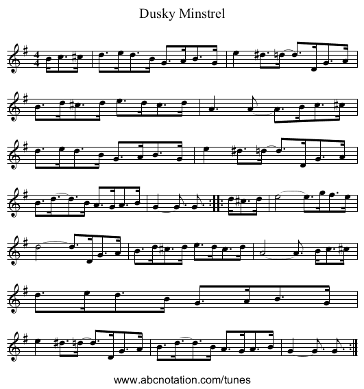 Dusky Minstrel - staff notation