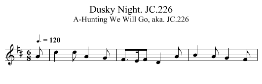 Dusky Night. JC.226 - staff notation
