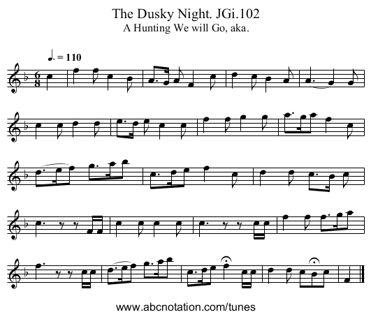 Dusky Night. JGi.102, The - staff notation