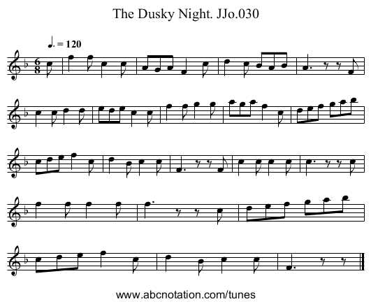 Dusky Night. JJo.030, The - staff notation