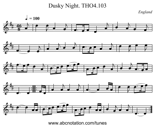 Dusky Night. THO4.103 - staff notation