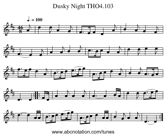 Dusky Night THO4.103 - staff notation