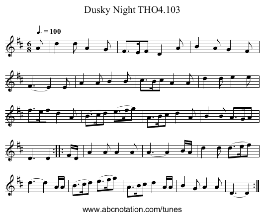 Dusky Night THO4.103 - staff notation