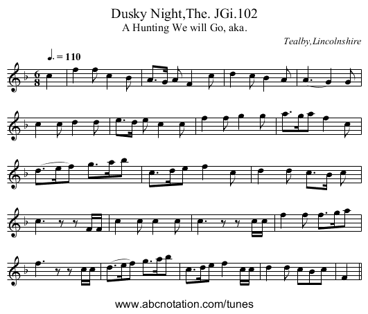 Dusky Night,The. JGi.102 - staff notation