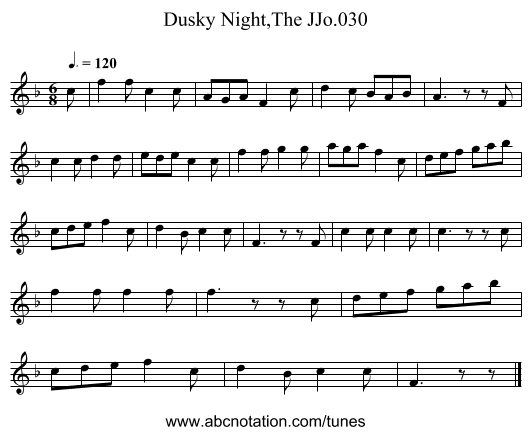 Dusky Night,The JJo.030 - staff notation