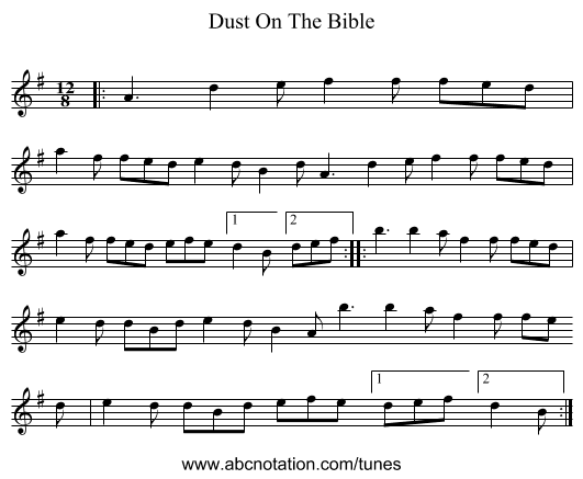 Dust On The Bible - staff notation