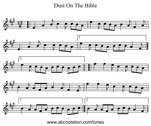 Dust On The Bible - staff notation