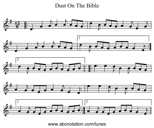 Dust On The Bible - staff notation