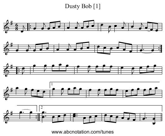 Dusty Bob [1] - staff notation