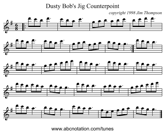 Dusty Bob's Jig Counterpoint - staff notation