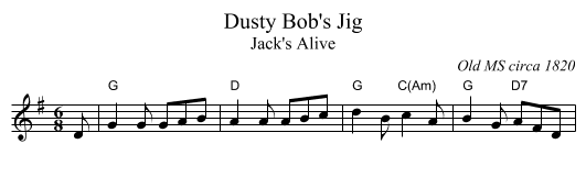 Dusty Bob's Jig - staff notation