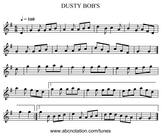 DUSTY BOB'S - staff notation