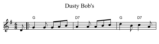 Dusty Bob's - staff notation