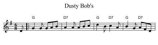 Dusty Bob's - staff notation