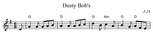 Dusty Bob's - staff notation