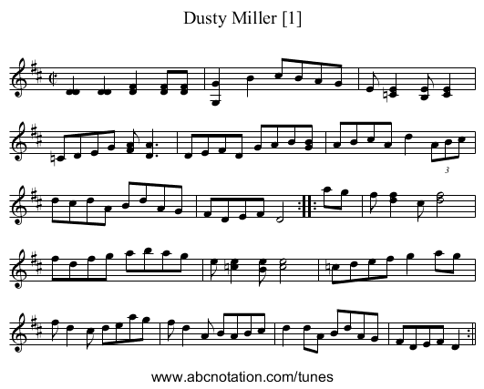 Dusty Miller [1] - staff notation