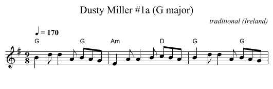 Dusty Miller #1a (G major) - staff notation