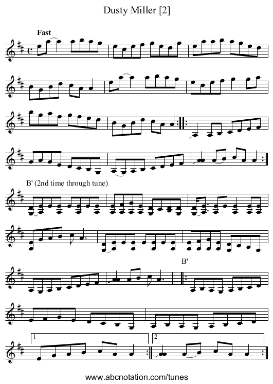 Dusty Miller [2] - staff notation