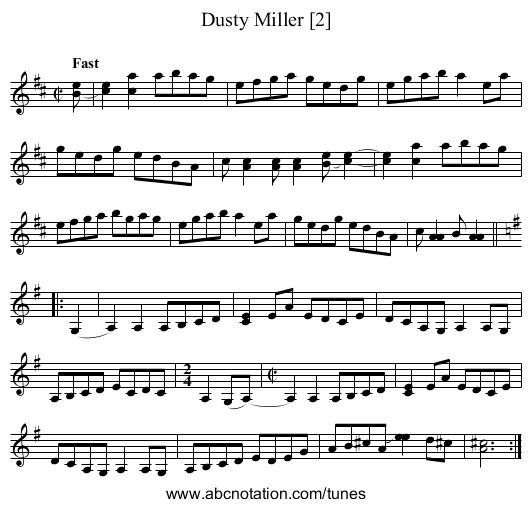 Dusty Miller [2] - staff notation