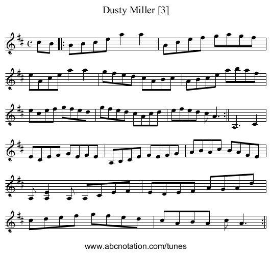 Dusty Miller [3] - staff notation