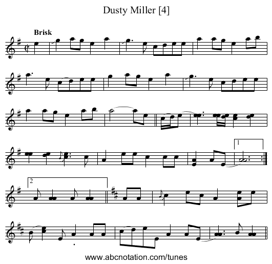 Dusty Miller [4] - staff notation