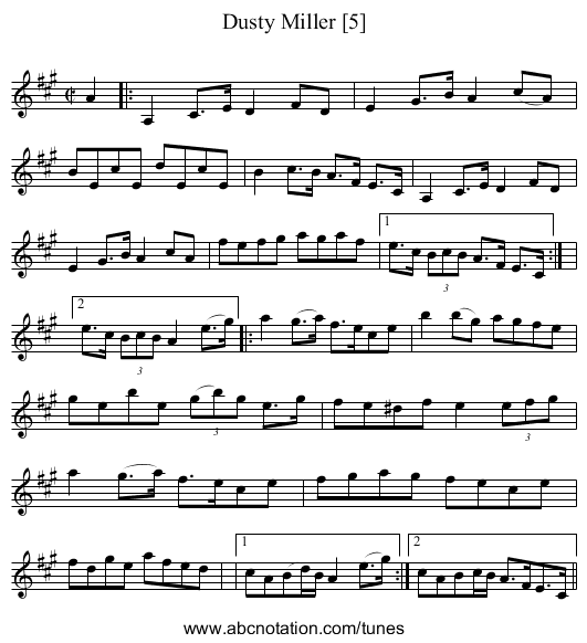 Dusty Miller [5] - staff notation