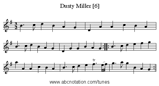 Dusty Miller [6] - staff notation