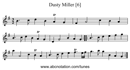 Dusty Miller [6] - staff notation