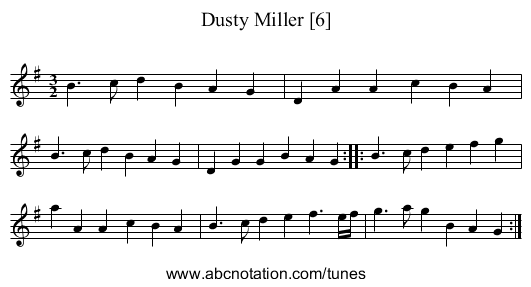 Dusty Miller [6] - staff notation