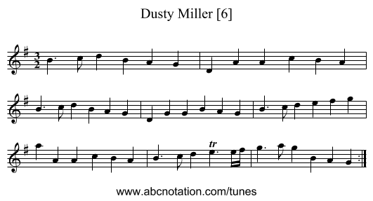 Dusty Miller [6] - staff notation