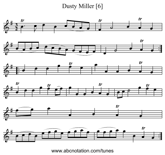 Dusty Miller [6] - staff notation