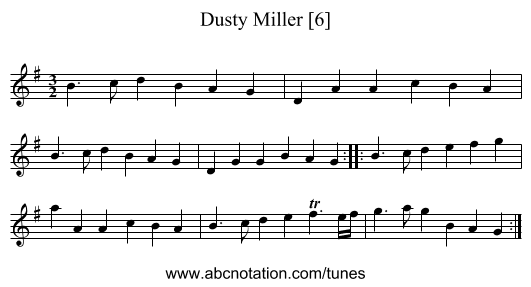 Dusty Miller [6] - staff notation