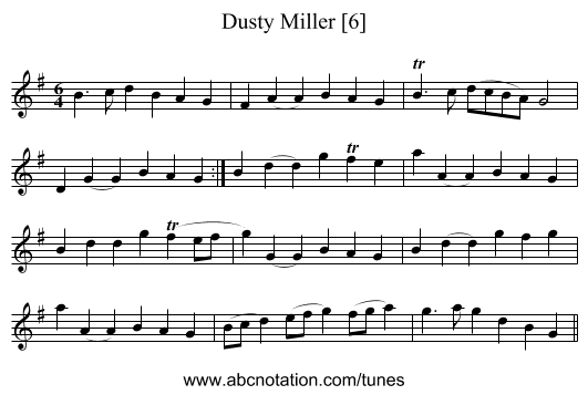 Dusty Miller [6] - staff notation