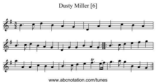 Dusty Miller [6] - staff notation