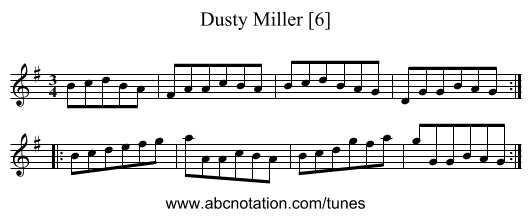 Dusty Miller [6] - staff notation